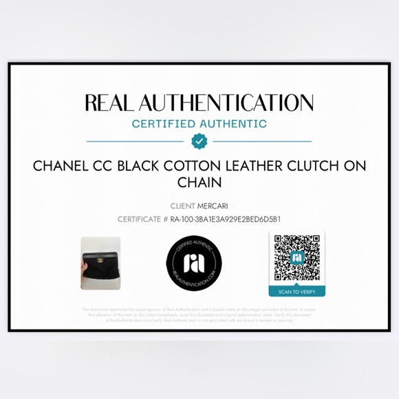 ๐ฏ CC Black Cotton Leather Clutch on Chain w/ auth cert - Picture 13 of 13